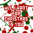 Red and green pixelated text 'ALL I WANT FOR CHRISTMAS IS YOU' repeated in a pattern with scattered red dots on white background