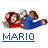 Pixelated Mario and Luigi characters in various poses with a yellow star, all labeled with their names below respective figures.