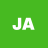 Green square background with white pixelated 'JA' text centered in the middle.