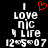 A pixelated black background displays white text reading "I love nic 4 life 12-05-07" with a red heart symbol above the word "love" in one frame, and without the heart in another.