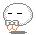 A pixelated white spherical character with black horizontal eyes holds an orange and gray object, changing its mouth expression across frames.