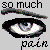A four- of pixelated eyes with text fragments above and below, each eye showing a different eyebrow position against a gray background