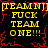 Pixelated yellow text on black background with red splatter effects, repeating 'TEAM ONE!!!' and '[TEAMN]' phrases in a