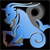 Static pixelated icon of a light blue zodiac symbol with gray accents on black background, appearing to be Capricorn based on source hints but visually ambiguous due to low resolution.