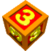 orange cubes with red faces displaying yellow number 3s, each cube rotated to show different visible sides against a gray background