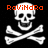 Pixelated skull and crossbones icon with orange text above each skull on black background, one section grayed out.