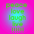 Four identical circular icons with pink outer rings and cyan inner gradients display green text reading peace love laugh live followed by five exclamation marks.
