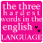 A static pink background displays white text reading 'the three hardest words in the english language' with two black heart symbols, while a handwritten-style animation replaces 'hardest' with 'i love you' over time.