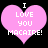 Two identical pink heart-shaped icons with white pixelated text reading "I LOVE YOU MACAIRE!" on a black background.