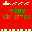 Red background with green "Merry Christmas" text and pixelated Santa sleighs, showing animation changes in reindeer count across frames.