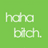 Green background with pixelated white text reading 'haha bitch.' in two lines.