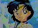 Animated sequence of anime-style character portraits with changing expressions and background colors across five
