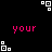 Black background with white square patterns at top and bottom corners, pink pixelated text reading 'your' and 'mom' in the center.