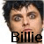 Animated contact sheet of a person's face with changing eye expressions and text color across 7 frames, each labeled "Billie" in black or pink lettering.
