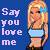 Static pixelated buddy icon featuring a blonde woman in a crop top and shorts against a blue background with text reading "Say you love me" on the left side.