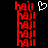 Red pixelated text repeats vertically on both sides of a black background with a white heart symbol between them.
