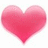 A static image shows a pink heart on white background with blue text on purple background.