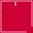 Four red square with white borders, each containing a white 'I' at the top center and a small white symbol at the bottom right corner, arranged in a