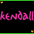 Pixelated text 'kendall' in pink and blue on black background with green and pink borders, showing animation change.