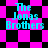The Jonas Brothers text in cyan pixelated font appears over a black and pink checkered background with diamond-shaped patterns.
