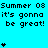 Pixelated text and star symbols on a cyan background with gray bottom-right corner, animated by changing star counts per frame.