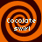 Four identical orange and brown spiral patterns arranged in a with white text reading "Cocolate swirl" on each spiral