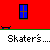 Pixel art animation of a blue-shirted figure with white hair against red background, showing sequential poses from standing to crouching and speech bubbles reading 'NO!'