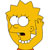 Pixelated yellow cartoon character with spiky hair, wide eyes, open mouth showing teeth, and red collar on white background.