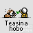 Pixel art animation of two characters: one brown-haired figure lying down, another white-headed figure holding a green object while interacting with the first.