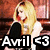 A blonde woman with long hair appears in two side-by-side ; left shows her holding a microphone with 'Avril <3' text, right shows her with 'Sweet girl' text
