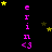 A black background with scattered yellow and brown stars, vertical purple text reading 'erinn <3', and a gray rectangle in the bottom right corner.
