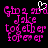 Pixelated pink text on black background with a white heart cursor above 'Jake' in the left frame, transitioning to no cursor in the right frame.