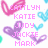 Pixelated heart-shaped icons in pink, purple, and blue on white background with repeated text overlays.