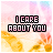 Pixelated text 'I CARE ABOUT YOU' in black-outlined pink letters on a pastel gradient background with yellow floral elements.