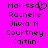 Pixelated text list on bright pink background with one name having a heart symbol replacing the 'o' in 'Morissa'.
