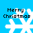 Four identical pixelated snowflakes on a blue background with "Merry Christmas" text above each, arranged in a