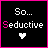 Animated contact sheet of five 48x48 pixel AIM buddy icons showing variations of "So... Seductive" text with heart symbols in white and pink on black backgrounds.