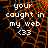 Pixelated text reads 'your caught in my web <33' over a black background with orange spiderweb patterns, displayed