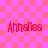 Four identical red text elements reading 'Annshaa' on a pink and red checkered background, with one instance showing a faint white outline.