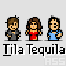 Animated contact sheet of pixel art frames showing character variations and text changes for a TilA Tequila-themed buddy icon.