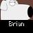 Pixelated static icon with white and gray tones featuring a stylized figure and the name 'Briyn' in blocky white text on a black background.
