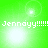 Green background with white text reading "Jennayy!!!!!!" and four bright light effects in a pattern