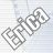 A 48x48 pixel animated buddy icon showing the name "ERICA" in stylized text across two frames with a gray transparency background.