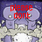 Pixelated purple cartoon character with large eyes and a white mouth, set against a dark blue background with white speckles, displaying red text that changes across frames.