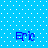 Blue background with white dots and four blue "Eric" text instances in a
