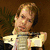 Four distinct pixelated images arranged in a showing different poses and expressions of the same person with varying backgrounds and clothing