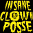 Static pixelated yellow text logo on black background with stylized lettering and a circular symbol replacing the 'O' in "CLOWN".