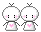 A 4x4 contact sheet of pixel art frames showing two identical white cartoon characters with pink hearts on their chests, displaying subtle facial expression changes across 16 sampled animation frames.
