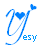 Three variations of a stylized lowercase 'y' with heart symbols and the text 'esy' in blue, orange, and pink on white backgrounds.
