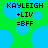 Green background with blue circles, black pixelated text reading KAYLEIGH +LIV =BFF